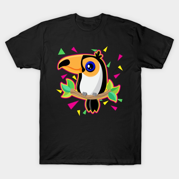 Toucan Bird With An 80s Touch T-Shirt by SWIFTYSPADE